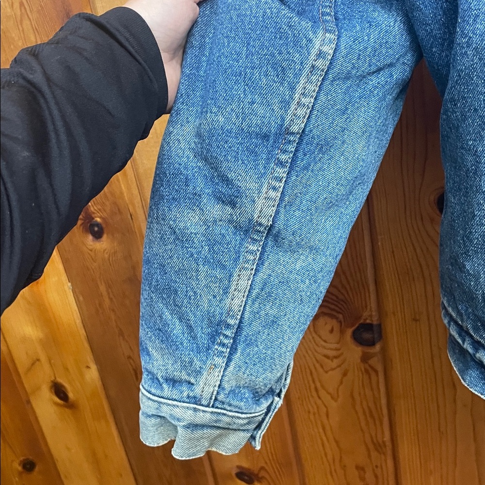 80s Gap Mens Large Sherpa Collar Lined Faded Denim Jean Jacket vintage coat - Picture 6 of 13
